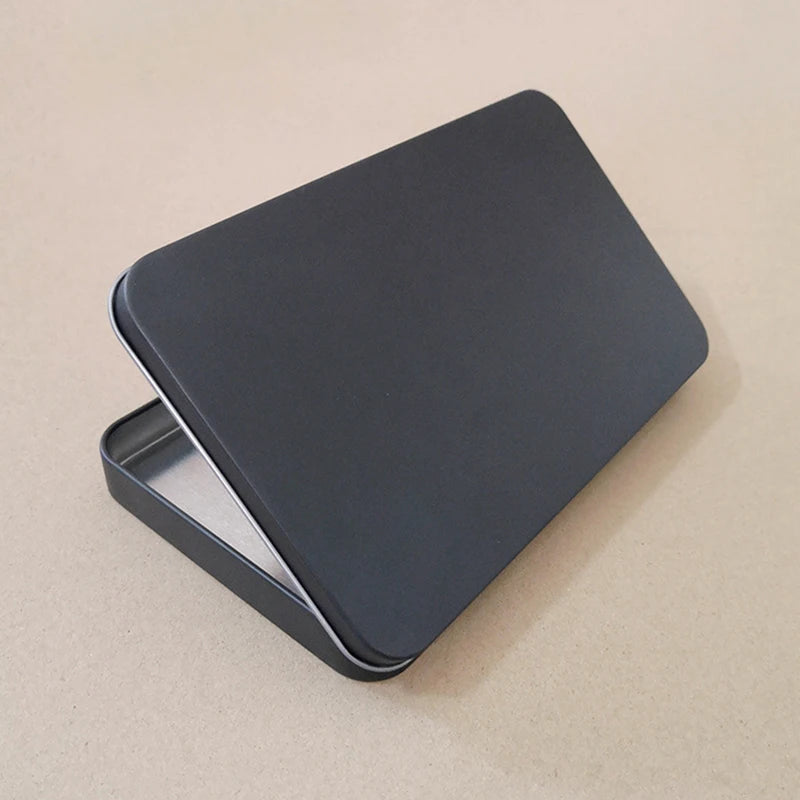 Household Iron Storage Box Tin Box Container Empty Hinged Lid Empty Storage Box Candy Card Jewelry Organizer Oasis Select Black