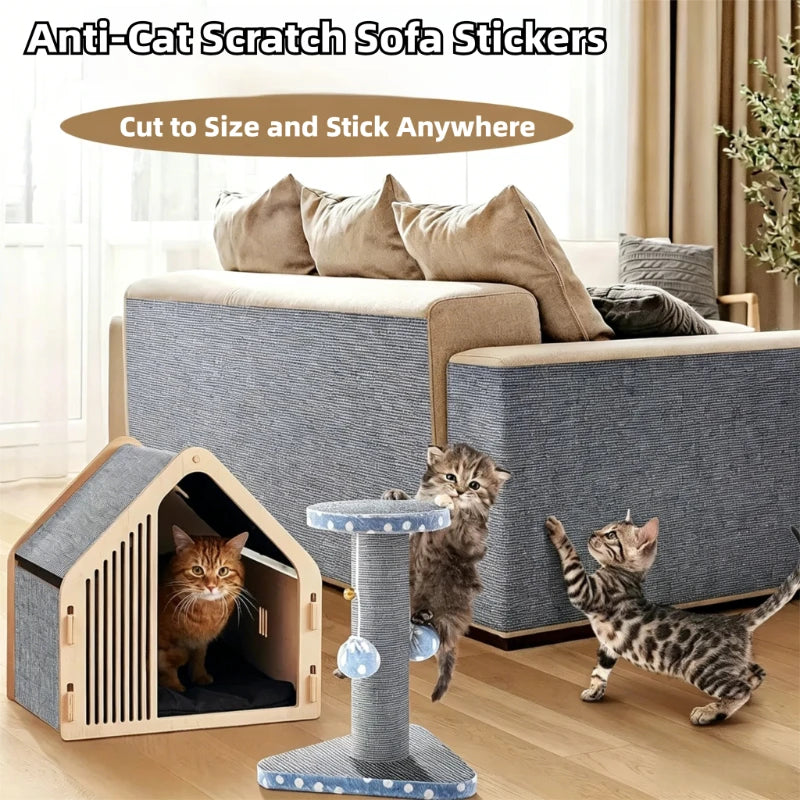 DIY Self-Adhesive Cat Scratching Mat Trimmable Cat Carpet Cat Scratching Carpet Corner Wall Cat Scratch Sofa Furniture Protector Oasis Select