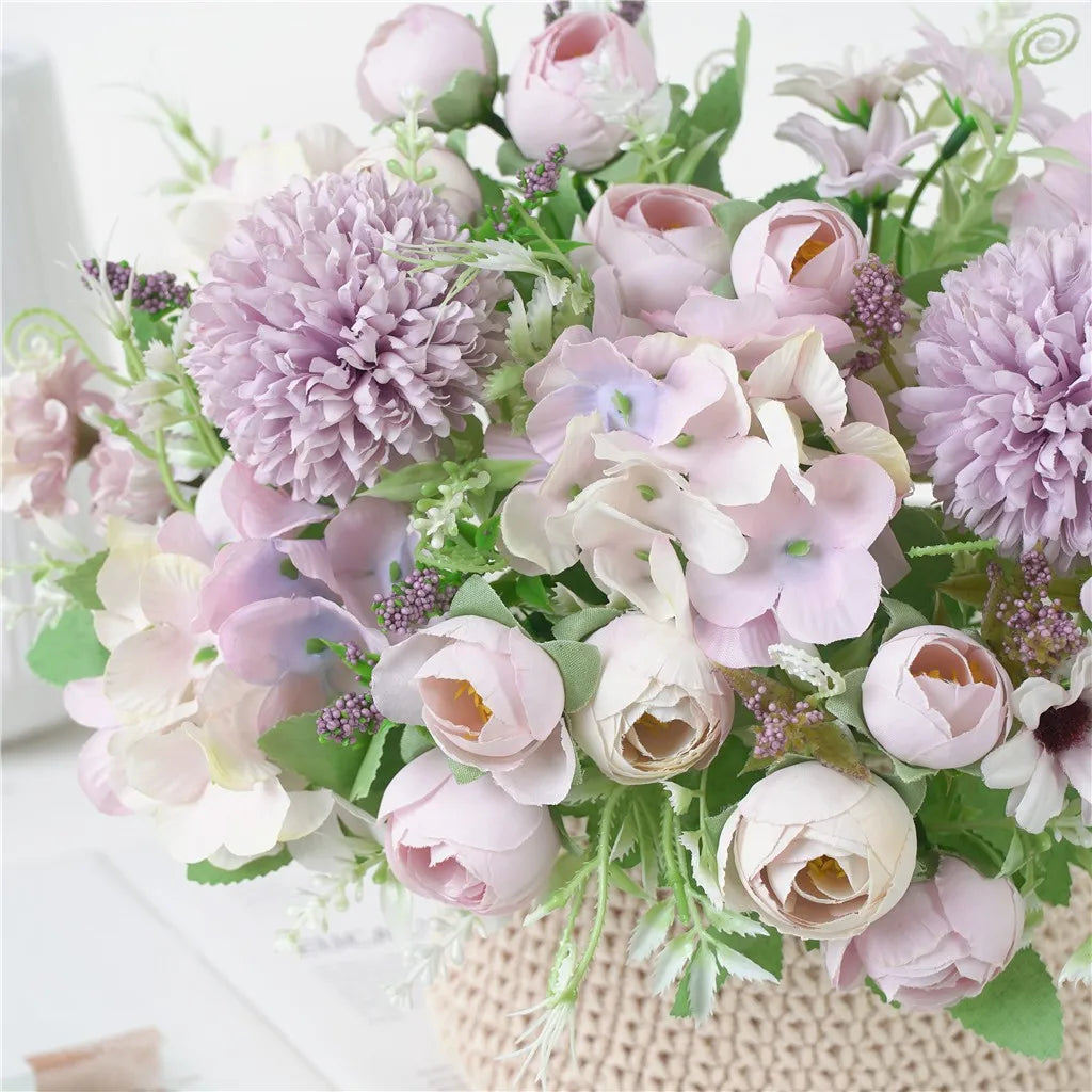 Artificial Silk Hydrangea Peony Bouquet – Wedding & Home Decor Artificial Flower Bouquet Oasis Select