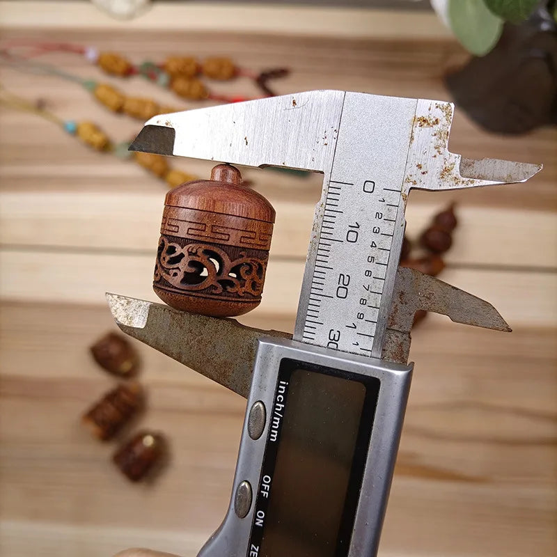 Wood Hollow Carved Aromatherapy Bottle Mini Vase Pagoda Car Hanging Decoration Fragrance Diffuser Bottle Sealed Jar Pendant Oasis Select D