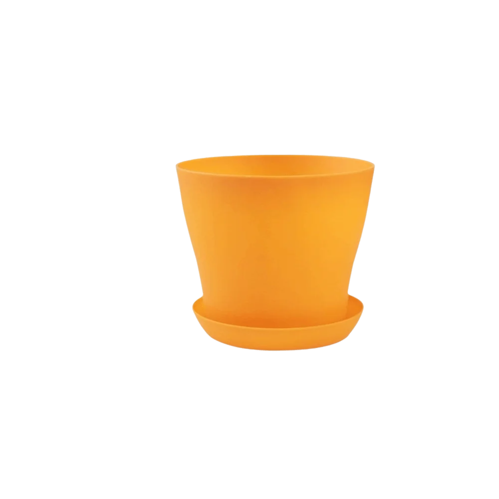 8pcs/set Candy Color Flower Pot Plastic Round Plant Pot with Tray with Drainage Holes Succulent Plant Pots Balconies Planting Oasis Select Yellow