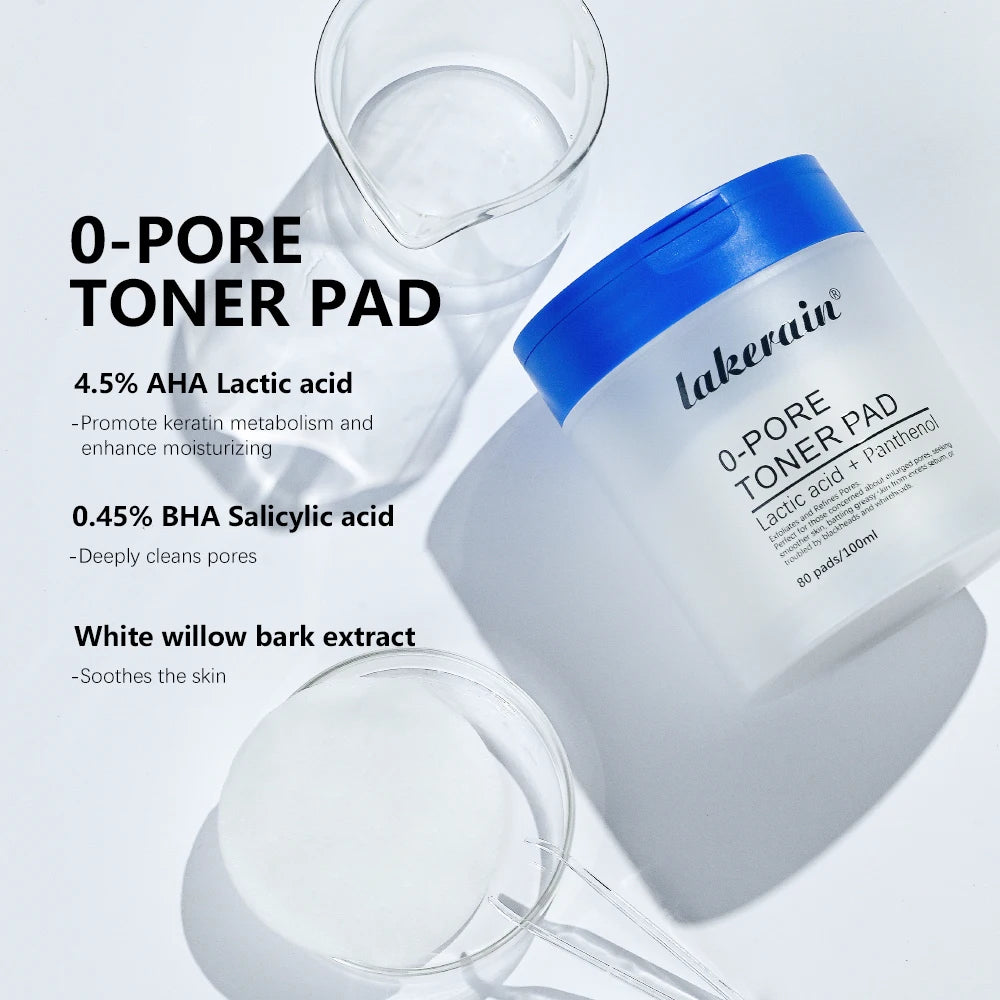 Lakerain Zero Pore Toner Pads 80ct | Korean Exfoliating Pads