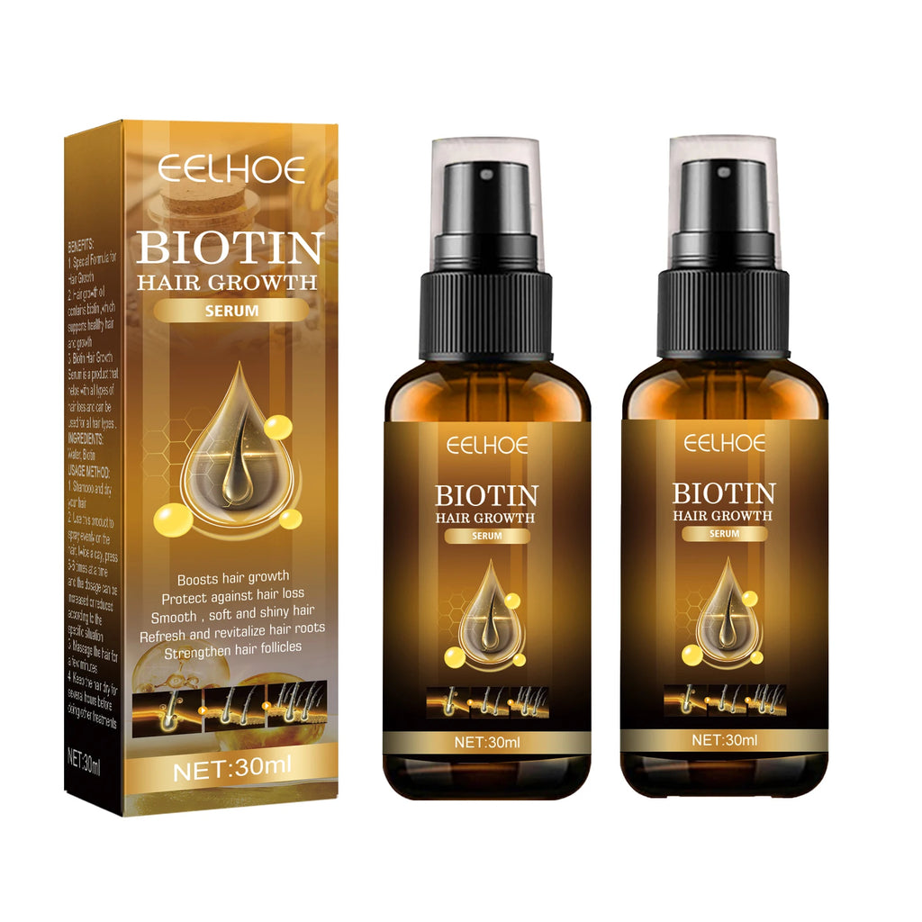 EELHOE Biotin Hair Spray For Man Women 30ml Hair Growth Repair Damage Restore Oil Scalp Repair Serum Spray Thicken Hair Care Oasis Select 2pcs