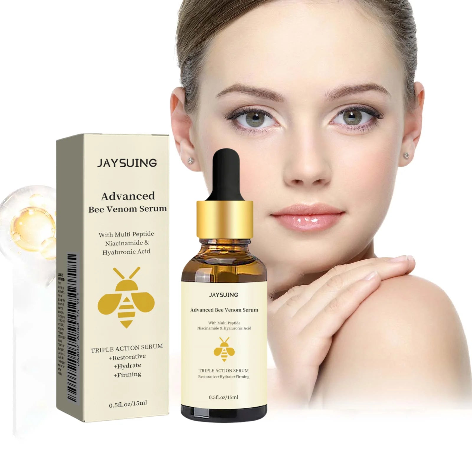 Bee Venom Face Essence Long Lasting Moisturizing Compact Brighten Skin Improve Dullness Reduce Fine Lines Hyaluronic Acid Serum Oasis Select