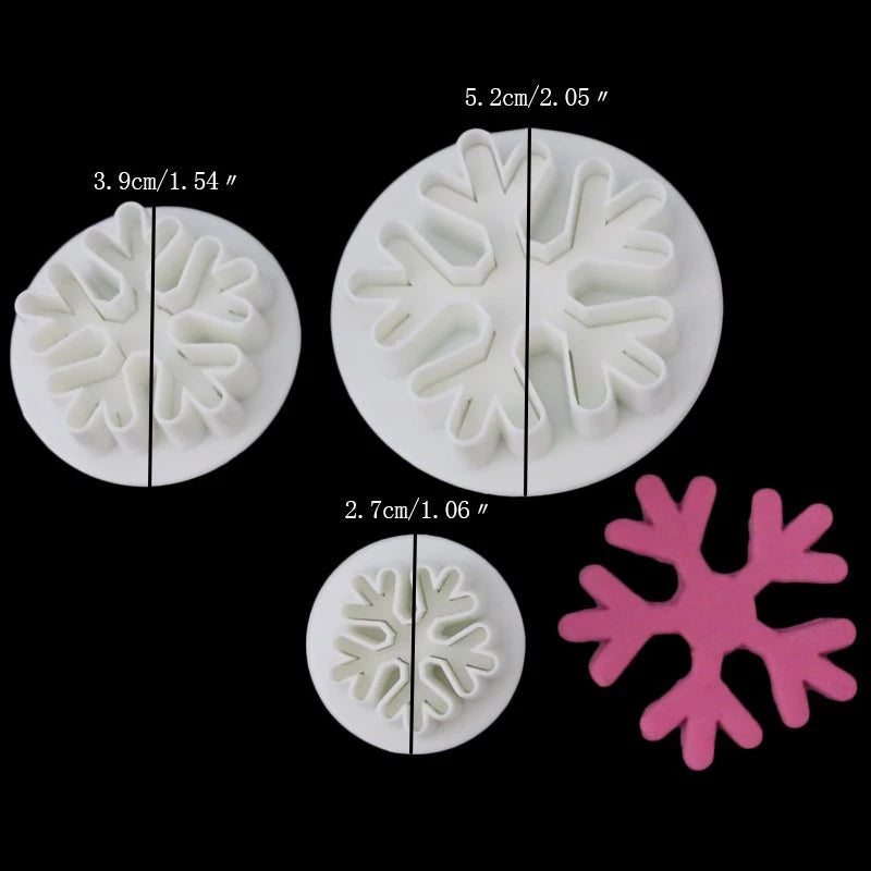 3-Piece Snowflake Plunger Cutter Set – Fondant & Cookie Mold Fondant Plunger Cutter Oasis Select rough snowflake