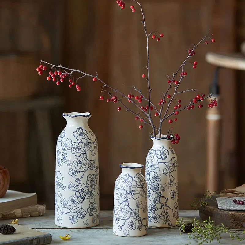 Elegant Blue & White Porcelain Vases Home Desktop Flower Arrangement Flower Plum Blossom Vases Decorations Ornaments Home Decor Oasis Select