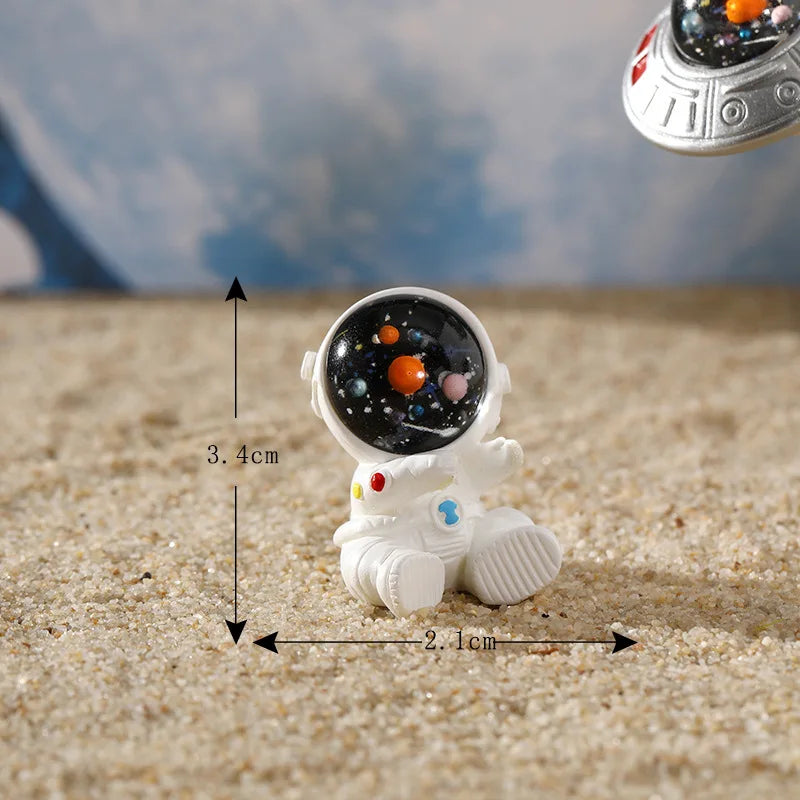 Figurines Miniature Cute Cartoon Astronauts Bunny Micro Landscape Ornaments for Home Decorations Rabbit Crafts Room Desk Decor Oasis Select