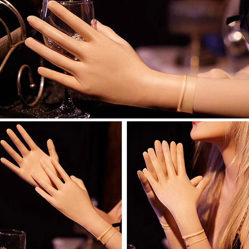 Women Oil Glossy Tight Stocking Gloves Sexy High Elastic Transparent Ultra-Thin Clubwear Short Wrist Gloves Oasis Select