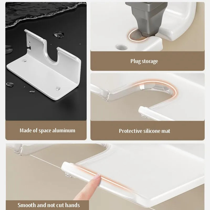 Hair Dryer Holder Wall Mounted Dryer Cradle Straightener Stand Hairdryer Organizer Toilet Blower Holder Shelf Bathroom Shelves Oasis Select