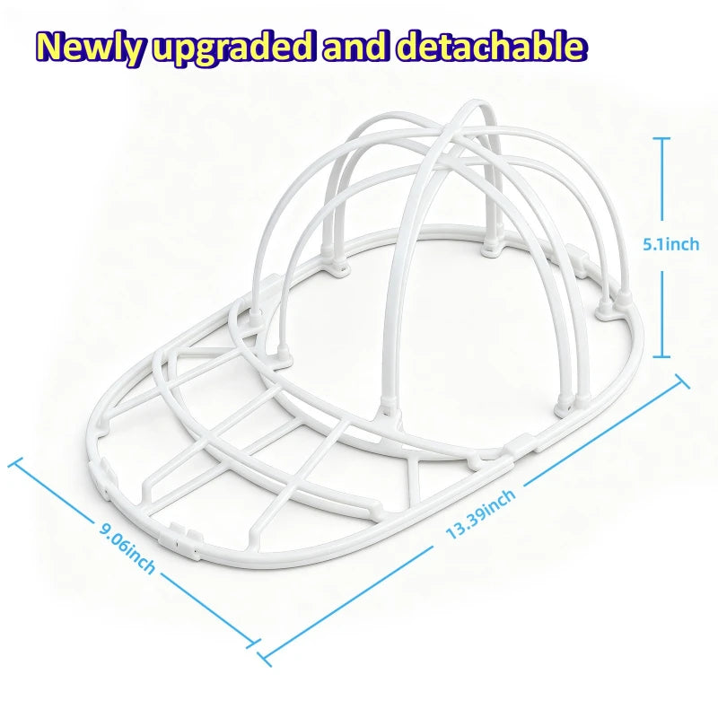 Upgraded 2-Layer Hat Washing Cage + Mesh Laundry Bag Set, Anti-Deformation Baseball Cap Washer Protector Frame, Machine Washable Oasis Select Only white hat rack