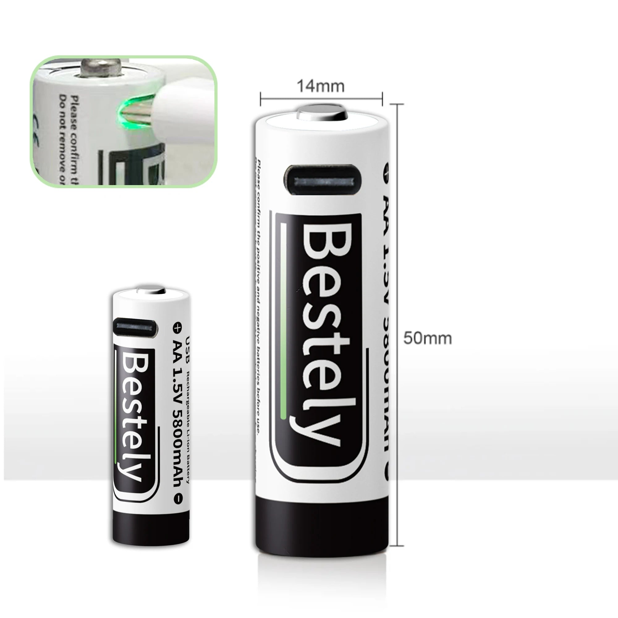 AA+AAA Rechargeable Batteries 1.5V Li-ion Battery Long-Lasting High Capacity Lithium, 2000 Cycle with Free USB-C Cables Oasis Select