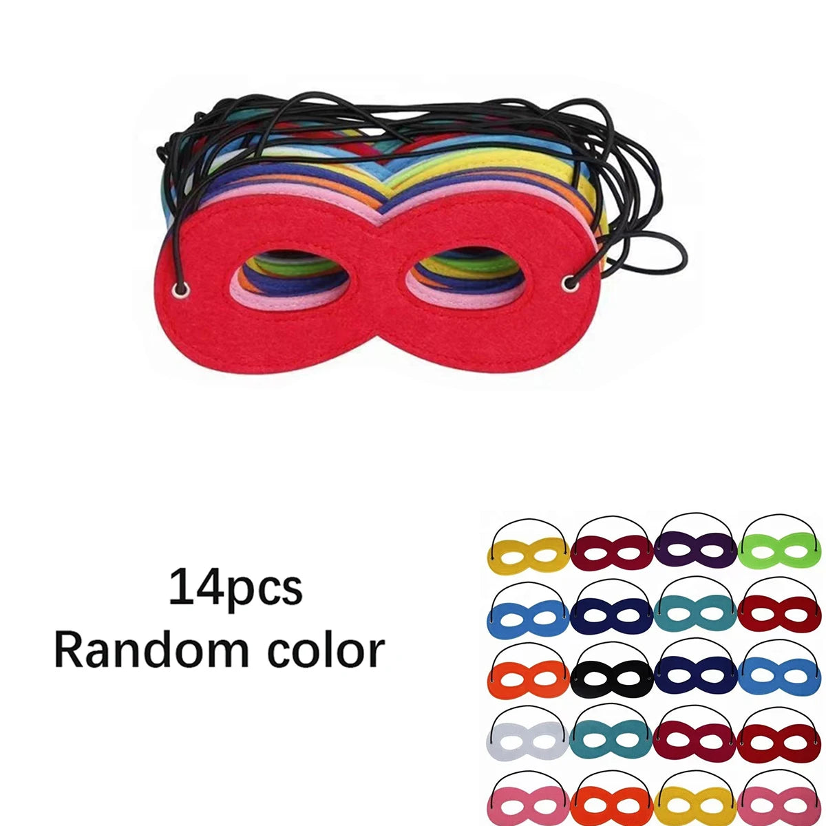 Party Dress Up Masks – Soft Felt Eye Masks with Adjustable Elastic, DIY Cosplay Props for Birthday, Halloween & School Role Play Oasis Select Random Colors 14pcs