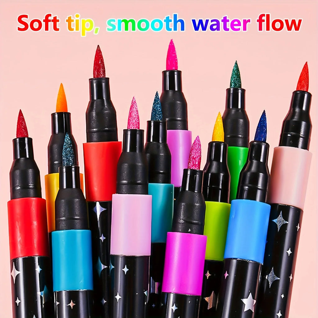 48/36/24/12 color glitter pen, water-based glitter pen, suitable for graffiti writing, professional office art supplies Oasis Select