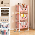 Multi-functional Children's bookshelf storage rack Living room floor-to-ceiling multi-layer snack rack trolley Oasis Select Pink Pig 3
