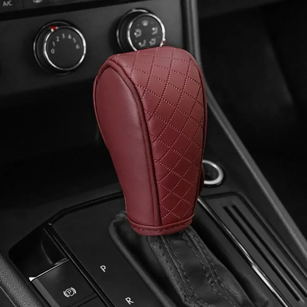 Car Shift Handle Cover PU Leather Non-Slip Wear-resistant Shift Knob Decor Protective Cover Universal Car Interior Accessories Oasis Select E