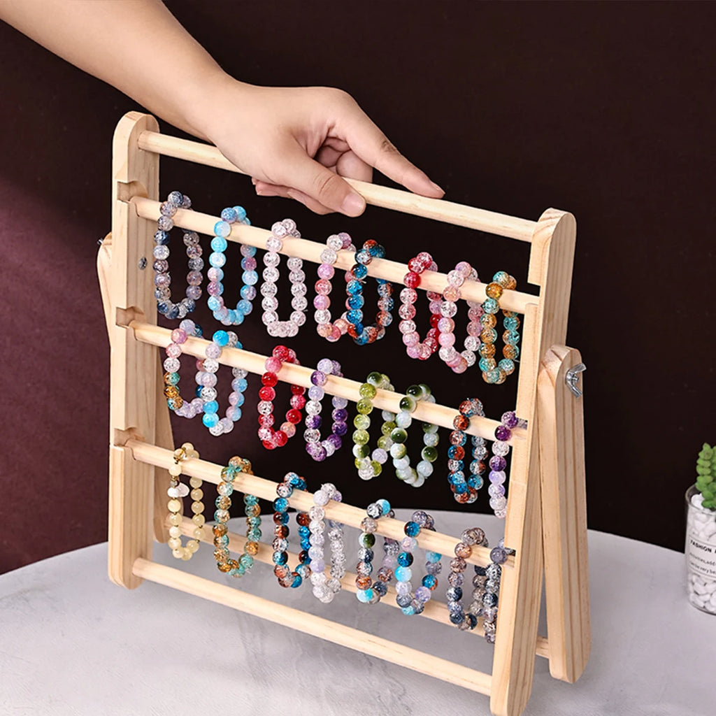 Solid wood multi-layer bracelet storage rack, necklace and ankle chain trapezoidal display rack, large capacity organizing rack Oasis Select