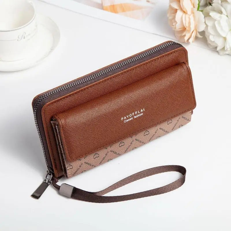 Men's PU Long Wallet Zipper Clutch – Card Slots & Phone Bag
