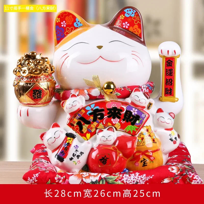 11-inch Lucky Cat Shaking Hand Ornaments Large Electric Cashier Home Store Opening Gift Ceramic Ornaments Oasis Select 11 26cm x 22cm