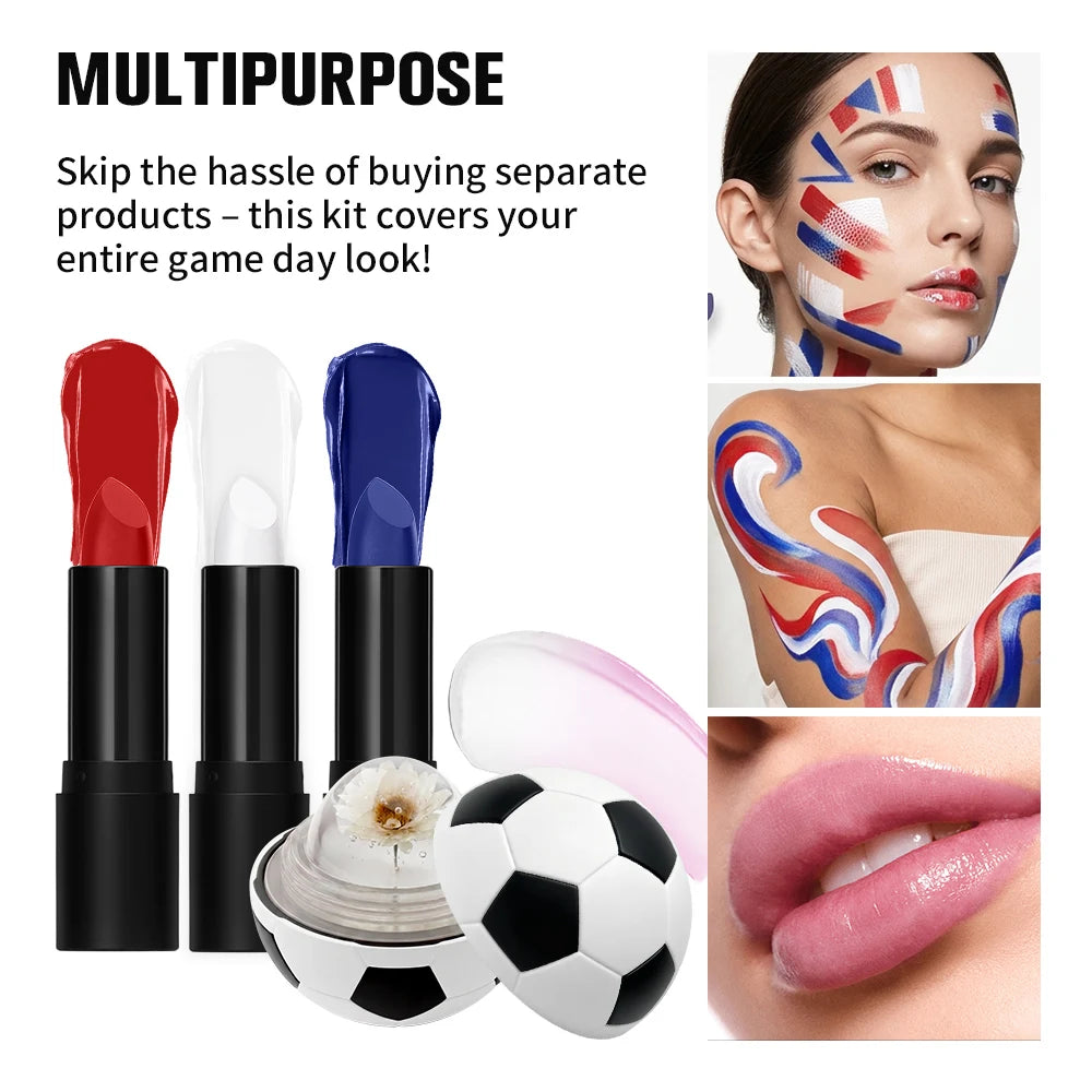 Face Paint Stick & Lip Balm Combo Waterproof High Colored Paint Stick for Cosplay Parties Sports Game Halloween Festivals Makeup Oasis Select