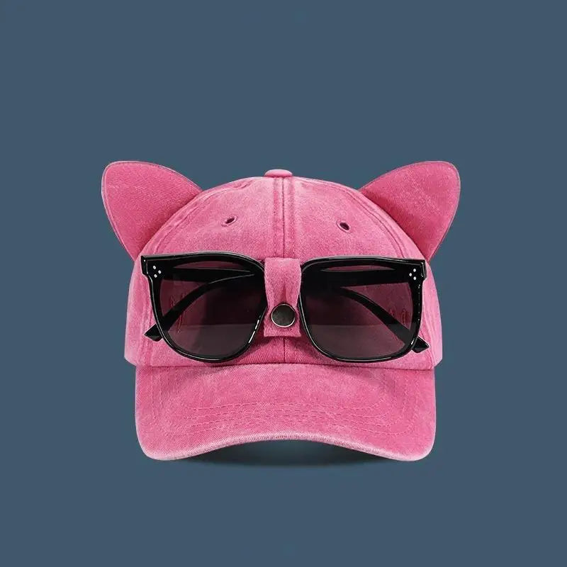 Gorras Embroidered Cat Ear Baseball Cap Women очки солнцезащитные женск 모자 UV Protection Summer Sunhat zomer pet dames Oasis Select Pink one size