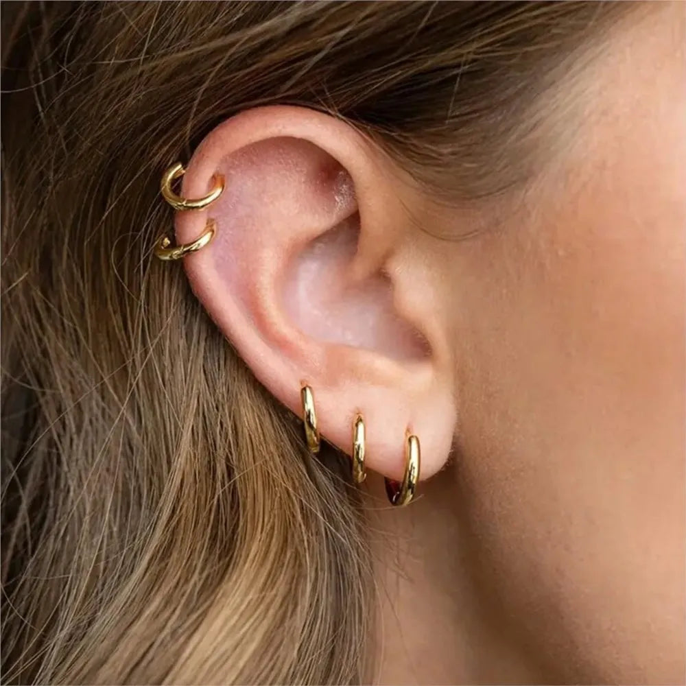 10pcs Stainless Steel Huggie Hoop Earrings Small Hypoallergenic For DIY Women Simple Cartilage Stud Earrings Jewelry Making Oasis Select
