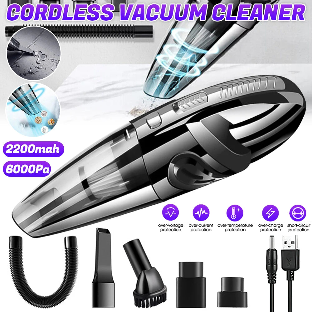 Cordless Wet & Dry Handheld Vacuum – 120W HEPA Car & Home