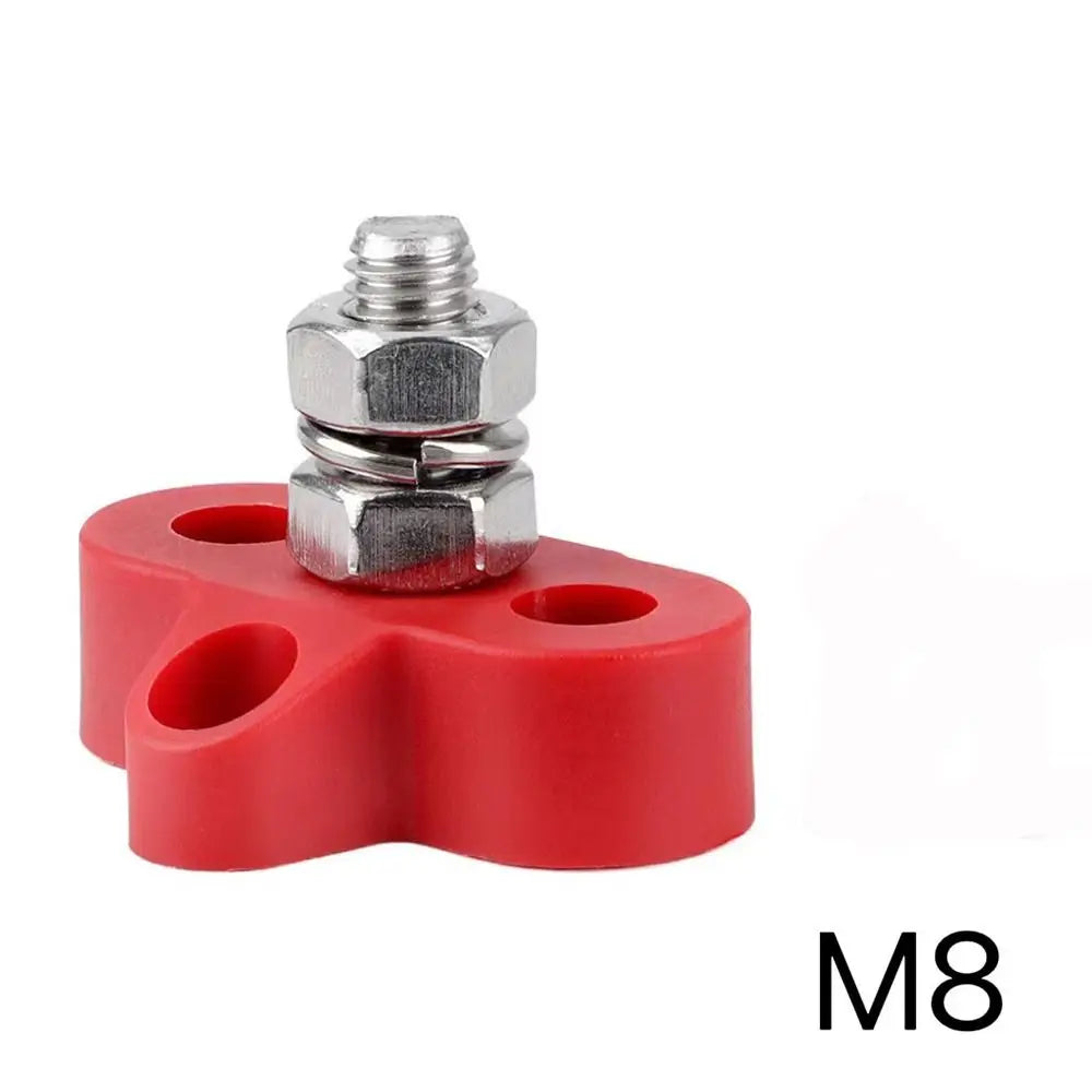 For Car Truck RV Boat Bus Bar Terminal Block Battery Power Stud Junction M6 M8 Bus Bar Heavy Duty Power Distribution Stud Oasis Select Red-M8