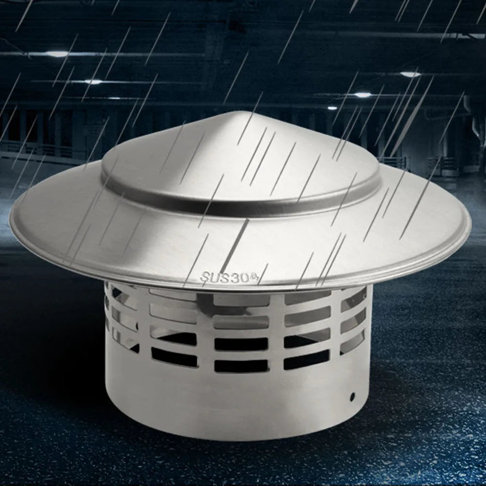 75/200mm Stainles Steel Chimney Cap For Exterior Wall Roof Pipe Exhaust Vent Chimney Exhaust Hood Silver Chimney Cover Oasis Select