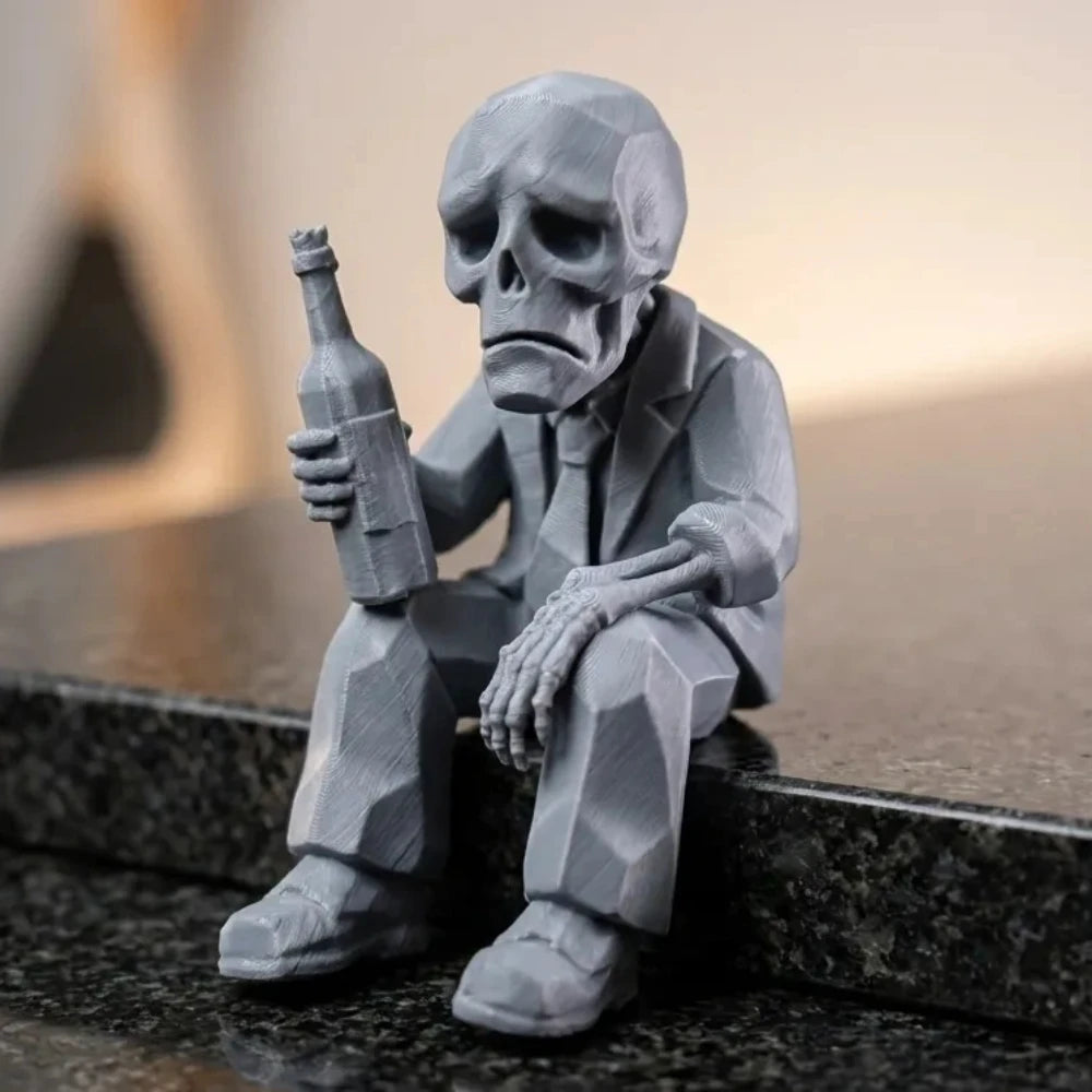 Drunk Skeleton Shelf Sitter FigurineDIY Office Humor Ornament Decor Desktop Monitor Gothic Desktop Companion Decor Humorous Gift Oasis Select Drinking Skeleton 4