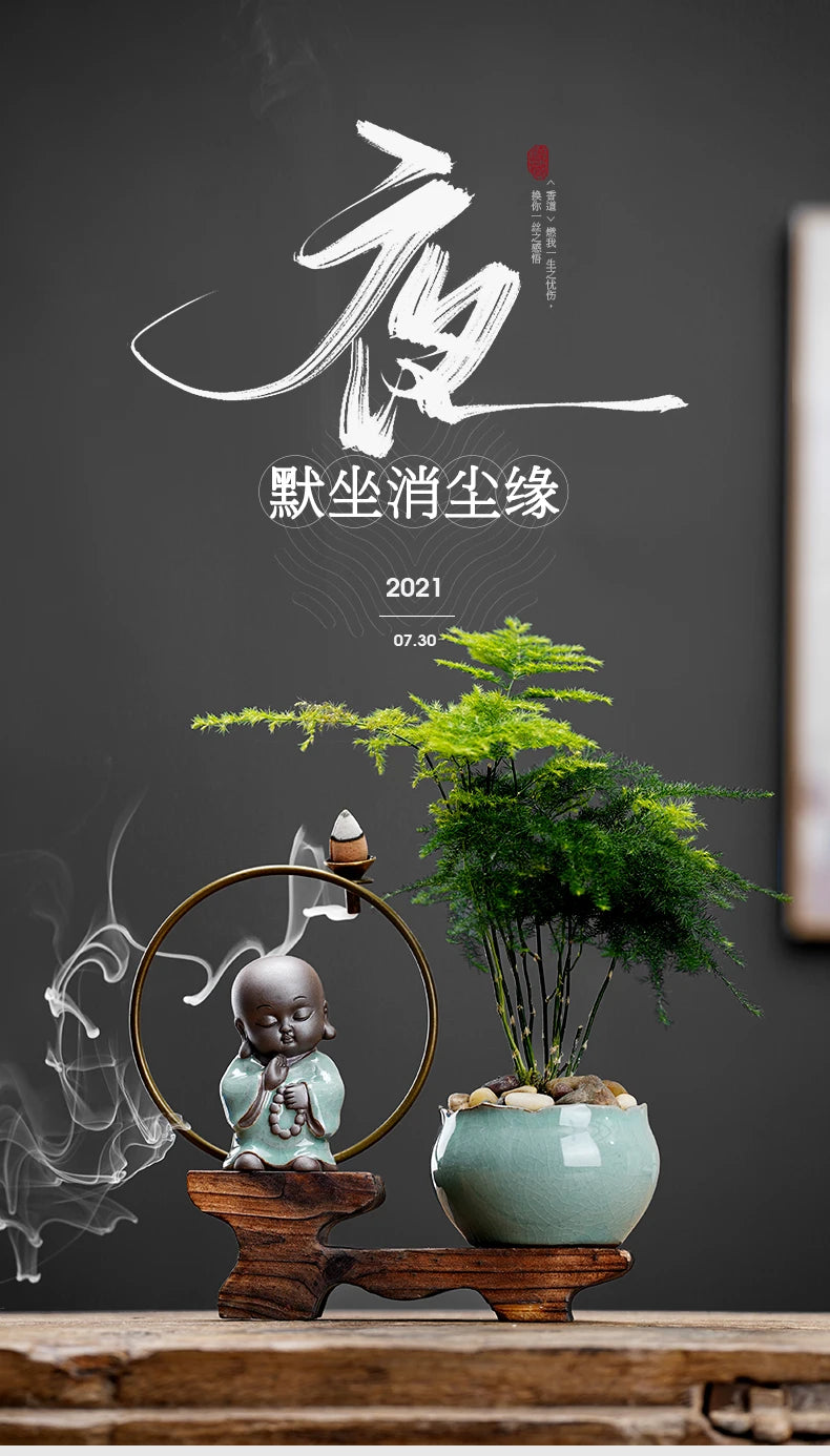 Backflow fragrant new Chinese creative little monk tea table tea table decoration boutique tea ceremony home decoration Oasis Select