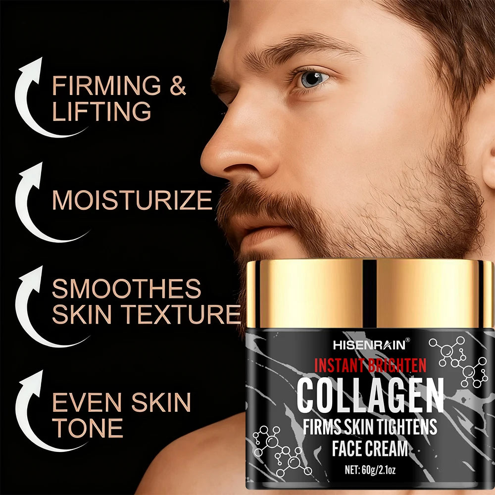 HISENRAIN Collagen & Retinol Face Cream for Men - Intense Moisture, Anti-Aging Hydration, Revitalizing Nourishing Skincare. Oasis Select