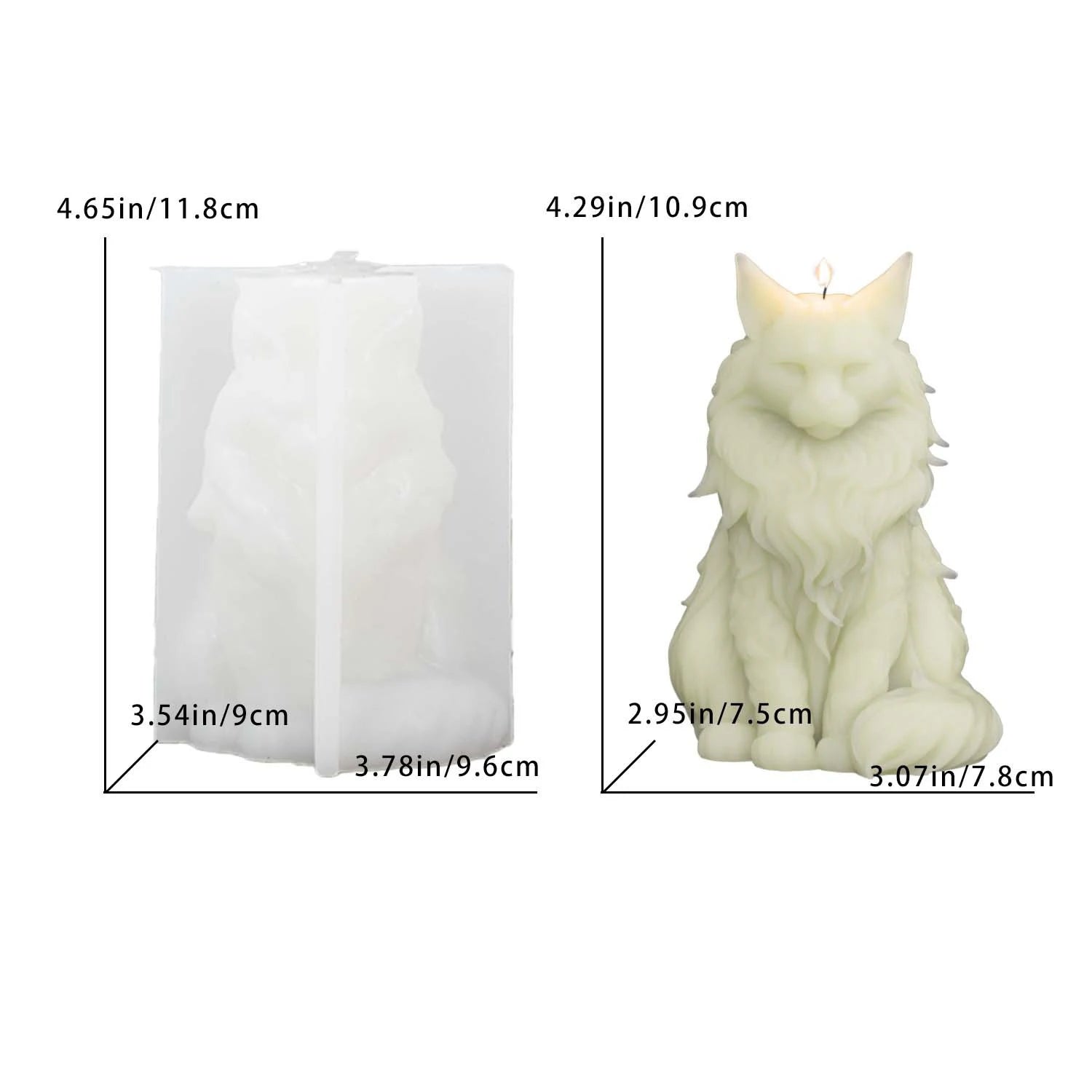 Sitting Cat Aroma Plaster Resin Ornaments Mould Handmade Soap Candle Making Supplies DIY Cute Kitty Silicone Candle Mold Oasis Select White