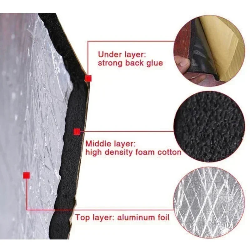 Car Sound Deadening Mat 5mm 10mm Heat Noise Insulation Pad 2000x500mm 250x400mm Hood Roof Door Wall Acoustic Foam Accessory Oasis Select