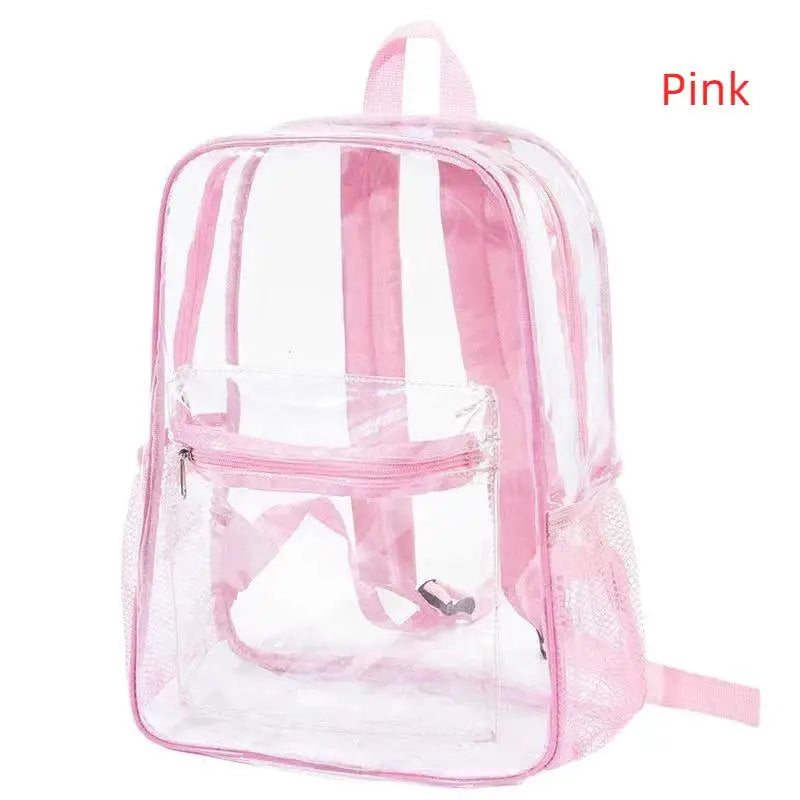 1Pcs Waterproof PVC Transparent Backpacks Adjustable Straps Durable Dual Zippers For Baseball Stadium Lightweight Clear Backpack Oasis Select Pink