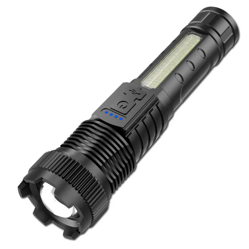 Powerful LED Flashlights Type-c Rechargeable Telescopic Zoom Tactical Torch Built-in Battery for Camping Emergency Lamp Oasis Select X-437