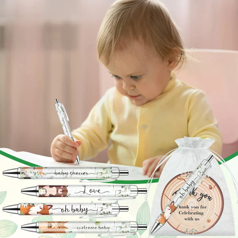 40 Sets Baby Shower Favors Gifts for Guests Include 40 Wild Animal Ballpoint Pens 40 Thank You Greeting Cards 40 Organza Bags Oasis Select