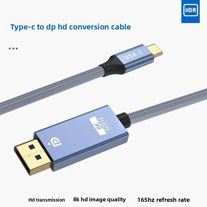 1.8M USB C To DisplayPort 1.4 Cable 32.4Gbps 8K@60Hz 4K@144Hz Type C To DP1.4 Adapter Thunderbolt 4/3 Compatible for MacBook Oasis Select