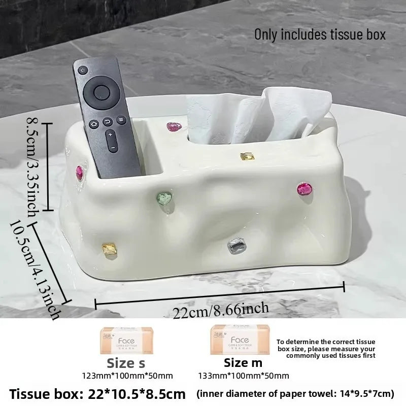 1pcs Paper Towel Box High-end Light Luxury Living Room Household Ceramic Paper Drawer Tea Table Remote Control Storage Oasis Select
