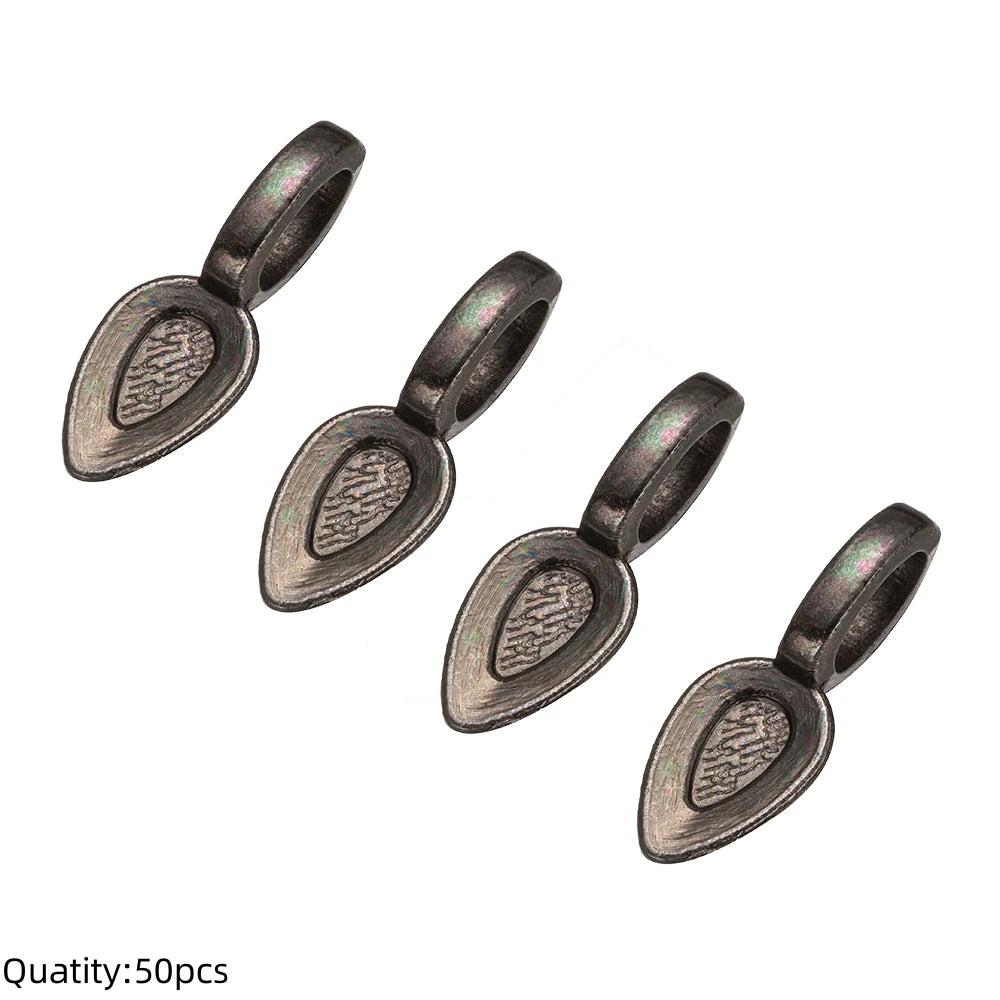 20/50pcs Spoon Glue-on Flat Pad Pendant Bail Oval Scrabble Linking Charm Bails Charm Connector Hangers for DIY Jewelry Making Oasis Select K0095GB21X8