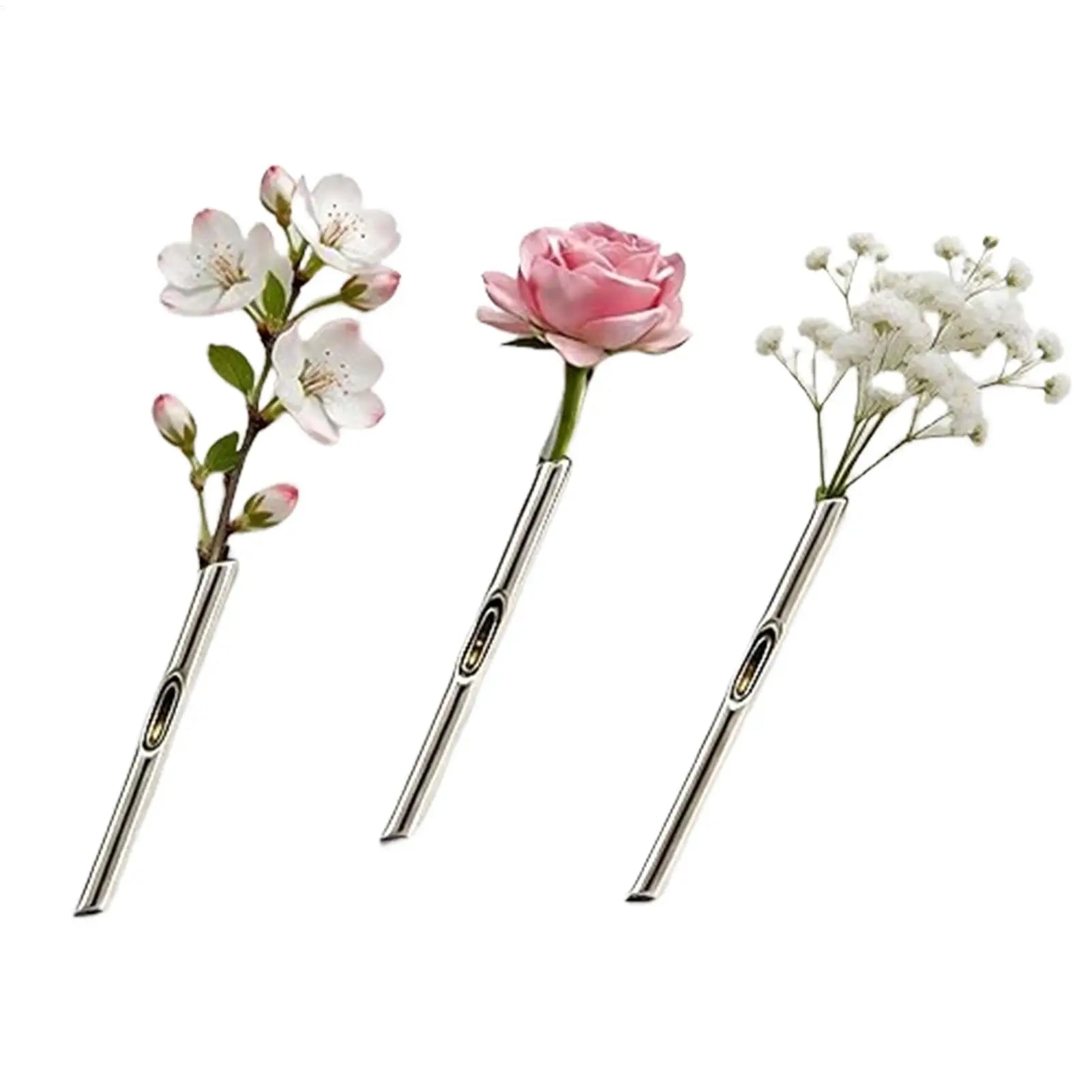 Elegant Fresh Flower Brooch 3Pcs Simple DIY Brooch Insert Flowers Metal Branch-Shaped Brooch DIY Flower Arrangement Oasis Select
