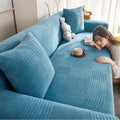 All-inclusive Universal Sofa Cover Anti-cat Scratch All-season Universal Lazy Sofa Blanket Full-cover L Shape Sofa Cover Oasis Select 5 people 305-360cm Sky Blue