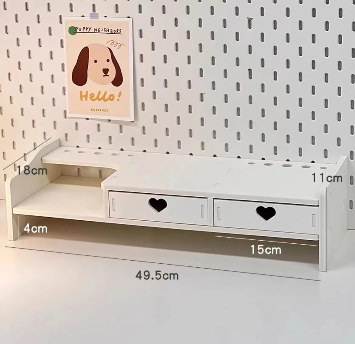 Monitor Stand with Drawer & Desk Storage Rack | White & Pink