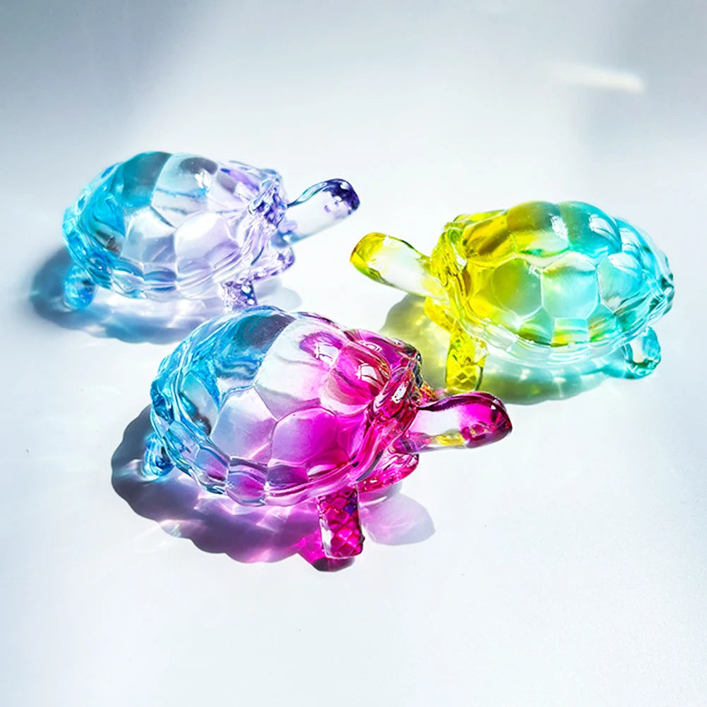 Lucky turtle ornament, crystal glass magical turtle statue light-catcher, Christmas gift mysterious power home office decoration Oasis Select
