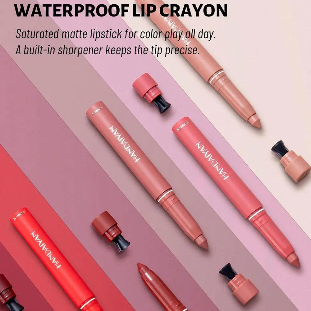 Long-Lasting Waterproof Matte Lip Crayon Lipstick Pencil Built-in Sharpener Velvet Lipgloss Lip Stain Moisture Smooth Lipliner Oasis Select