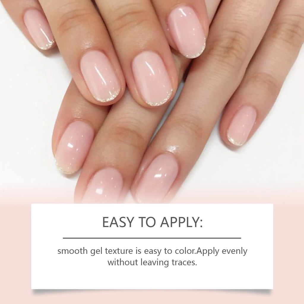Jelly Nail Polish - Transparent Pink Water-Based Nail Polish, Autumn & Winter Shade, Skin-Whitening, Fine Glitter, Girly Pink Oasis Select