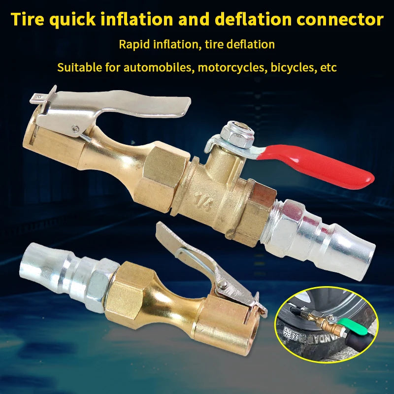 Chuck Quick Inflation Hose Nozzle Car Tire Inflator Nozzle Lock On Tire Inflator With Valve Air Compressor Adapter For Car SUV Oasis Select