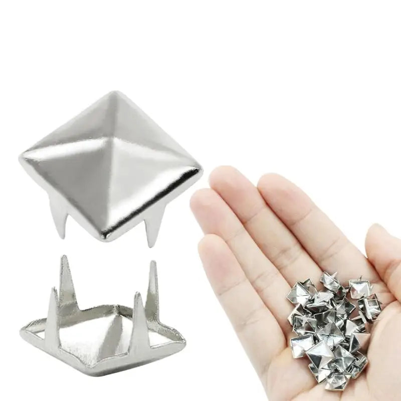 100Pcs Square Pyramid Metal Studs, 4 Claw Punk Spikes, DIY Decor Accessories for Leather Crafts Bags Clothes Shoes Oasis Select