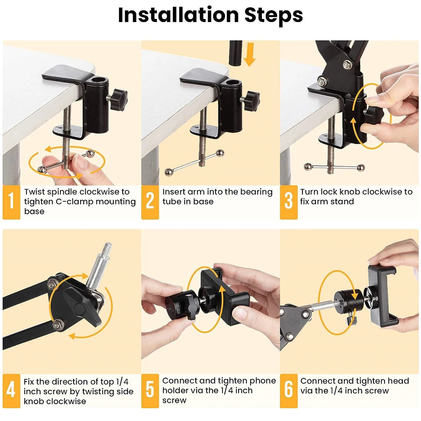 VeFly Flexible Arm Phone Tripod Stand | 360° Rotation Desk Mount