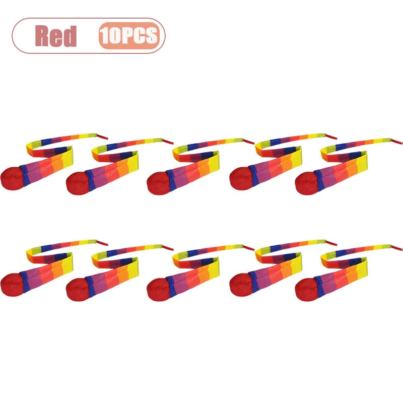 1-20PCS Rainbow Ball with Soft Tail Outdoor Indoor Throwing Catching Play Toy Sensory Integration Coordination Training Sports Oasis Select Red-10PCS