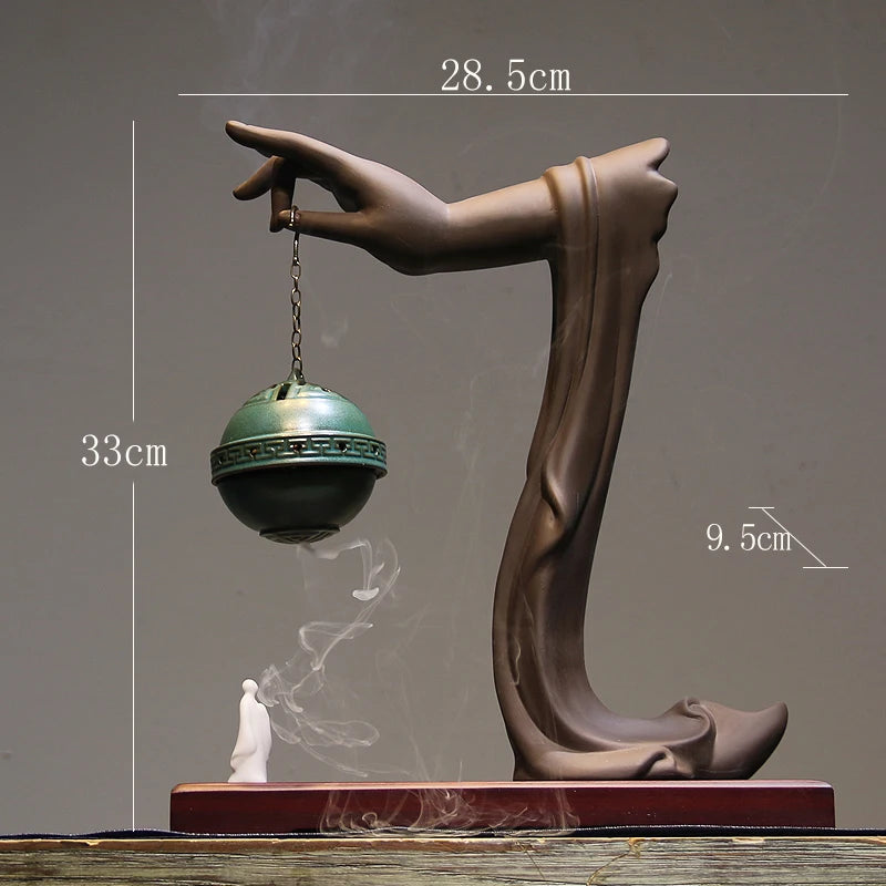 Chinese Zen retro simple ceramic hand aromatherapy reversion aromatherapy stove tea room living room decoration Oasis Select A